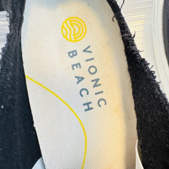 Vionic Shoes Womens 11 Black Canvas Slip On Beach Breeze Sneakers Lace Up - Picture 11 of 13